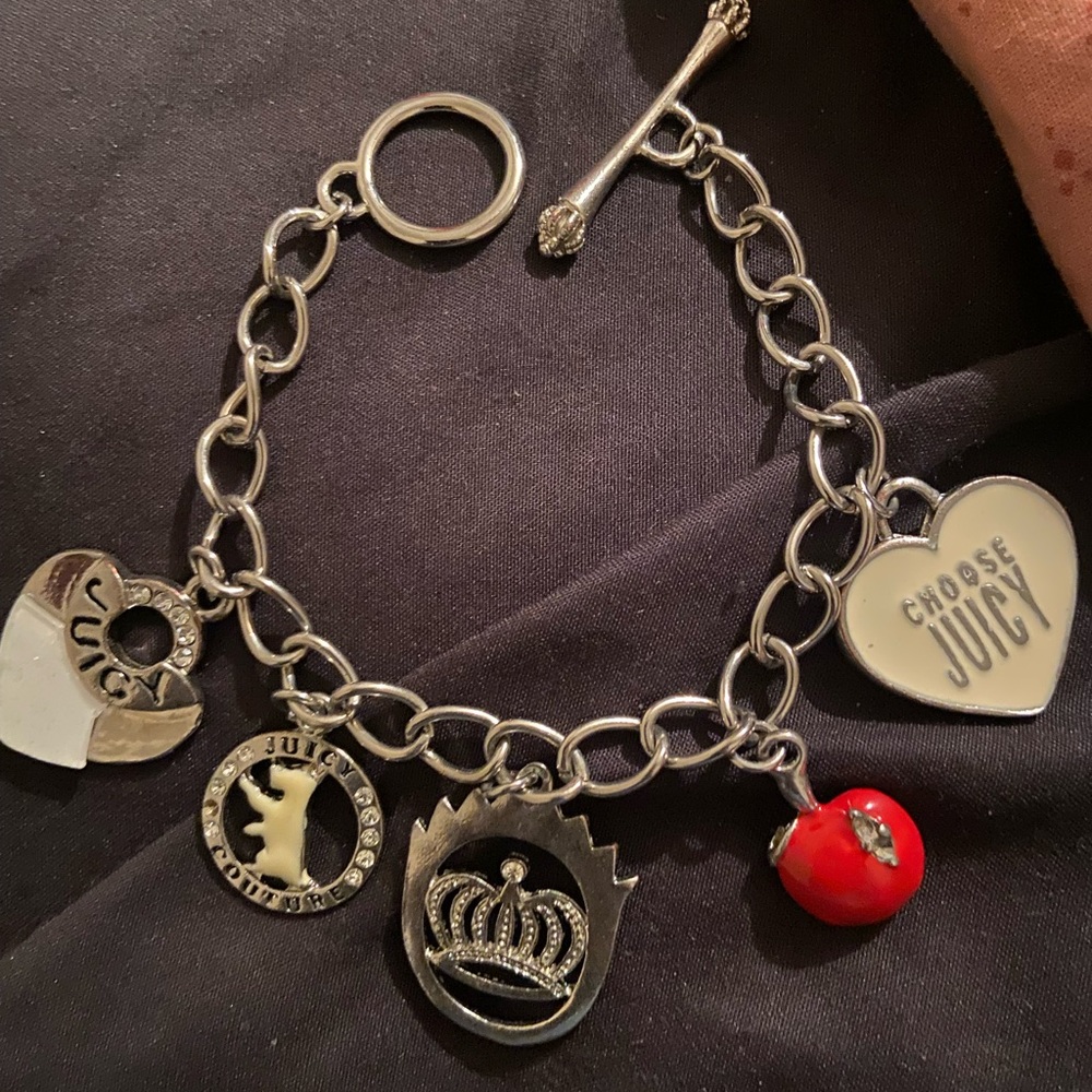 Juicy Couture Silver and Red Charm Bracelet